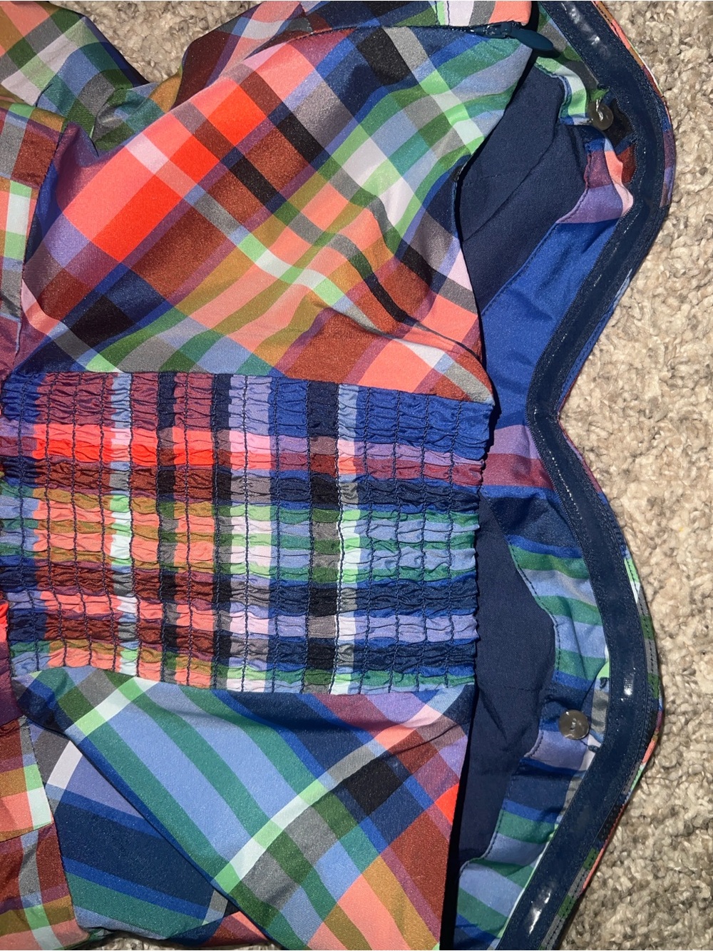Anthropologie Strapless Plaid Midi Dress in Blue red and Green size 4 - Picture 8 of 8